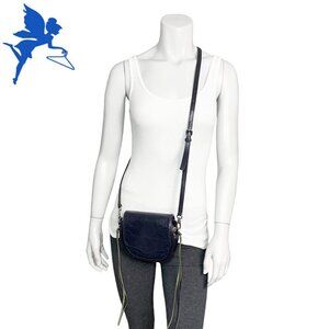 REBECCA MINKOFF Mini Leather Crossbody in Dark Navy Blue